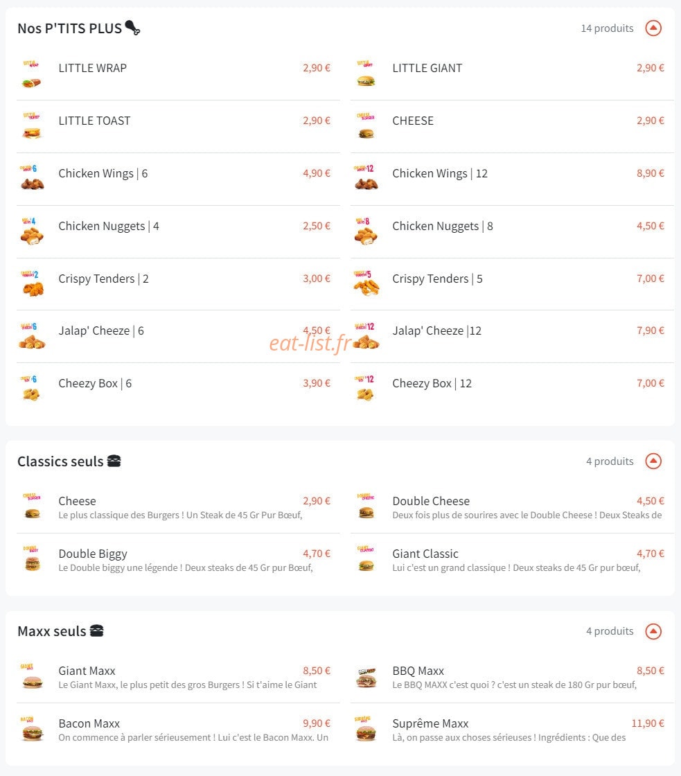 Str'eat Burger — carte page 2