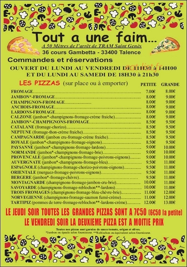 Tout a une faim — carte page 1