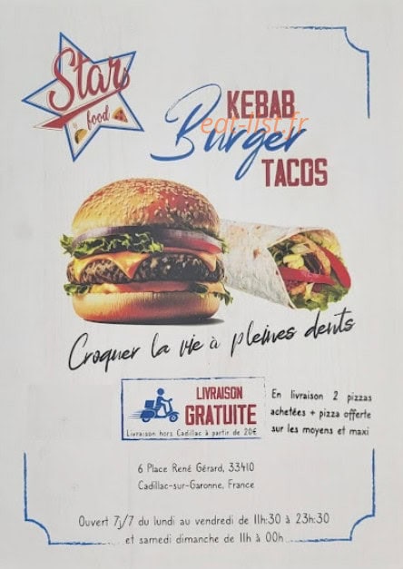 Star Food — carte page 1