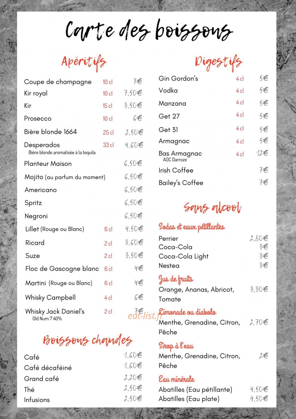 Auberge Girondine — carte page 2