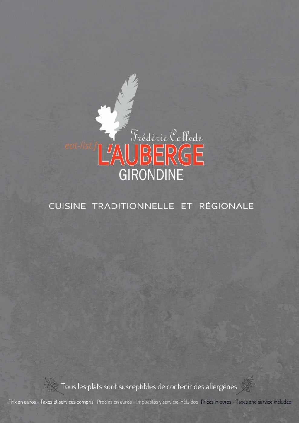 Auberge Girondine — carte page 1