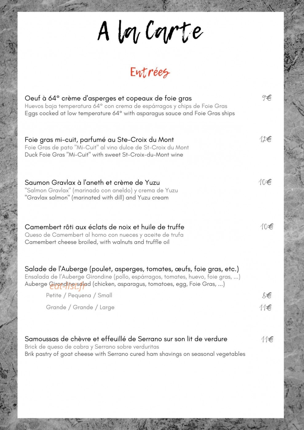 Auberge Girondine — carte page 5
