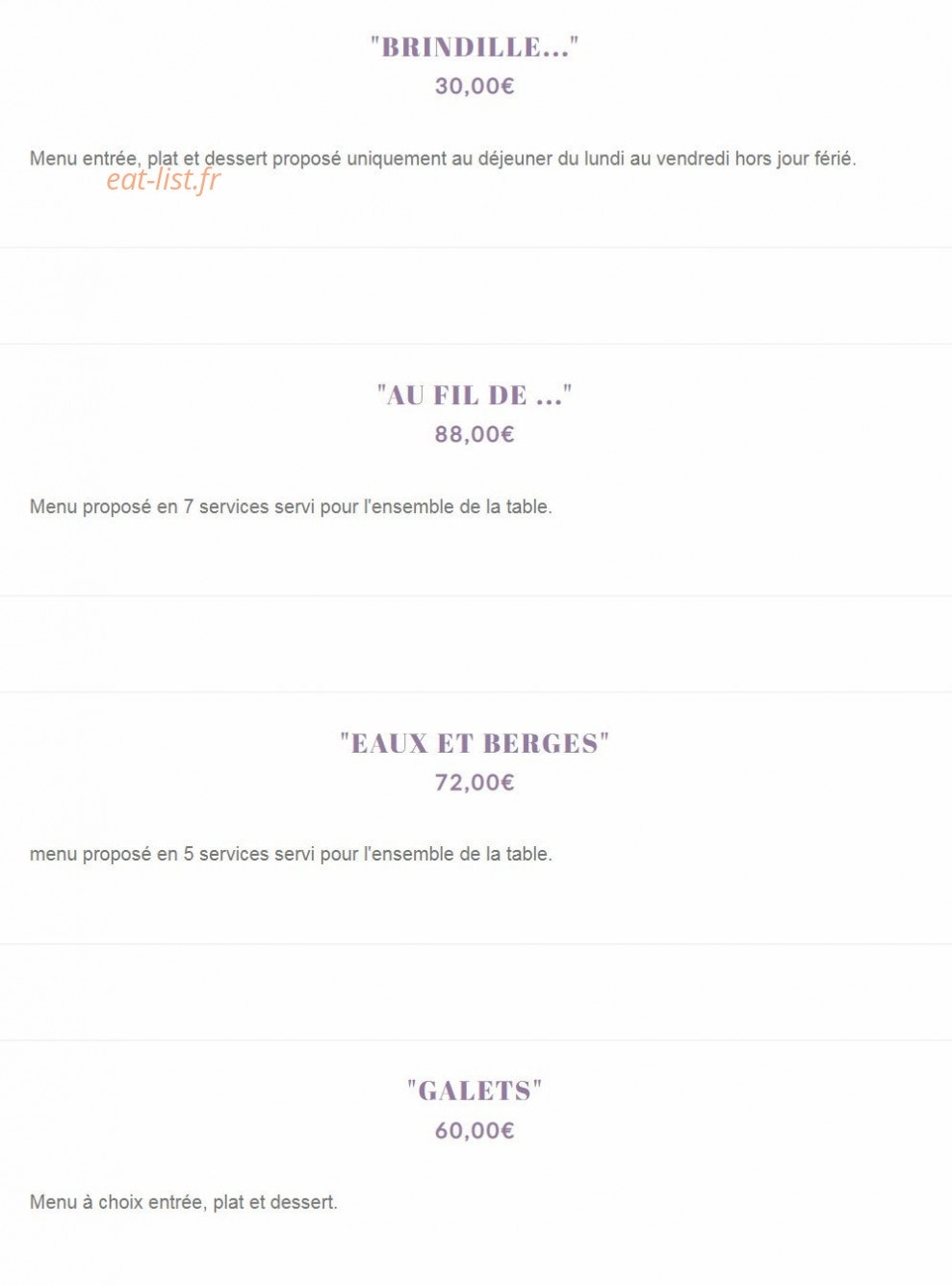 Auberge Saint Jean — carte page 2