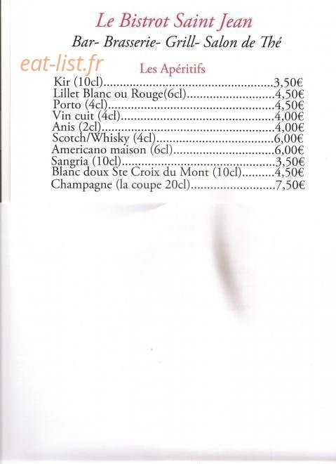 Bistrot Saint Jean — carte page 9