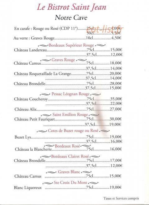 Bistrot Saint Jean — carte page 7