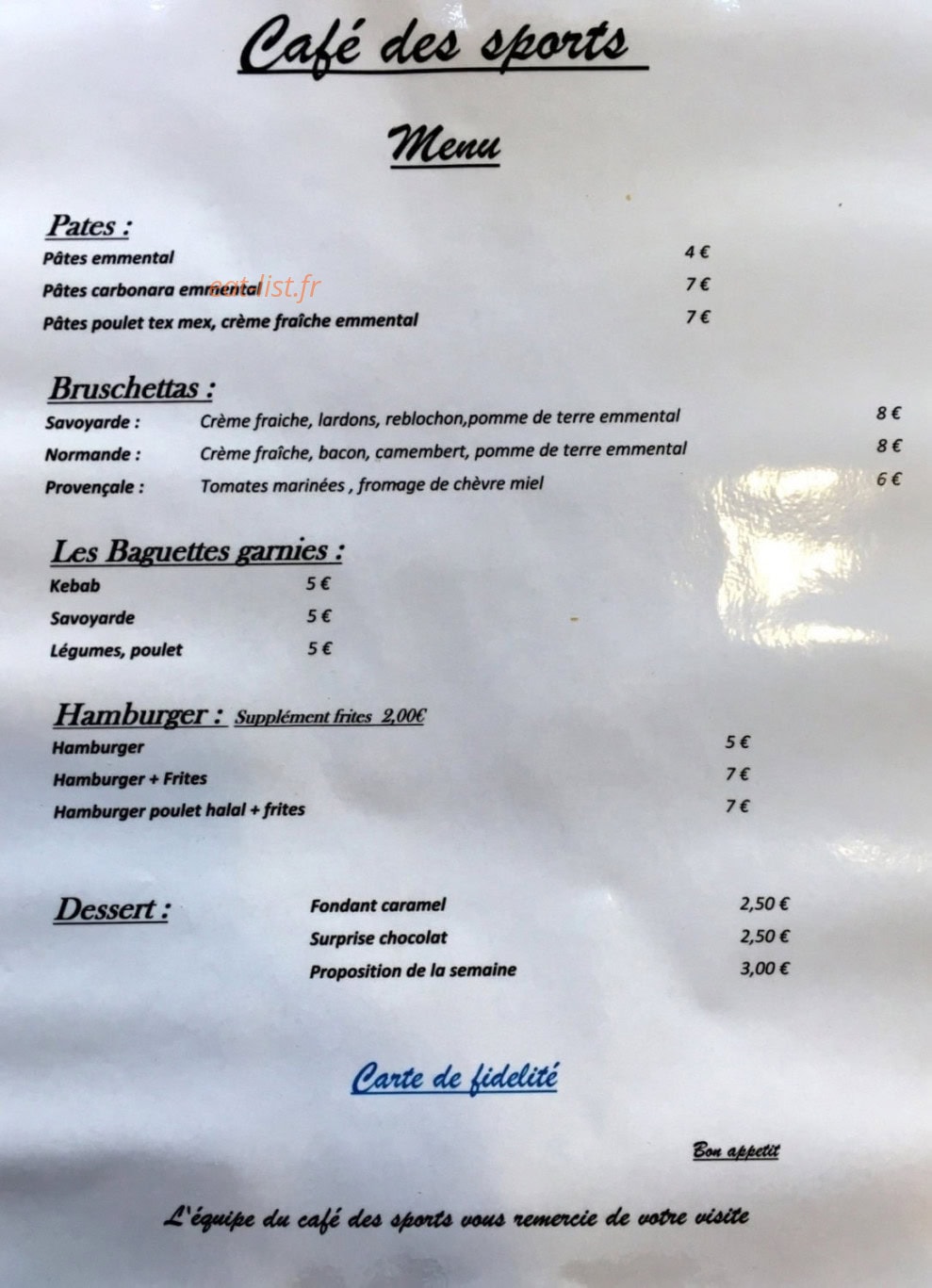 Café des sports — carte page 1