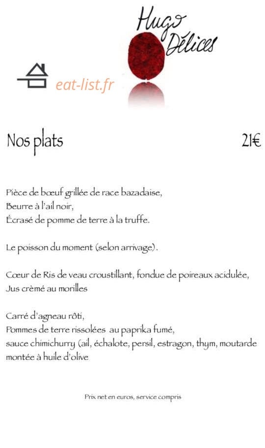 Hugo Délices — carte page 2