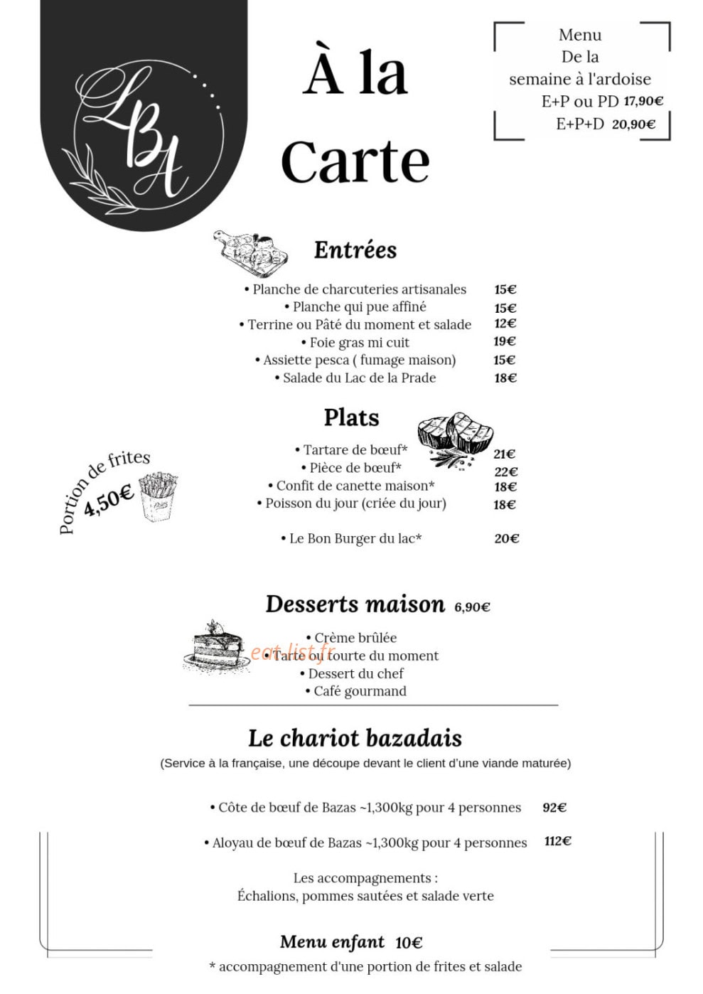 Le Bon Appétit — carte page 1