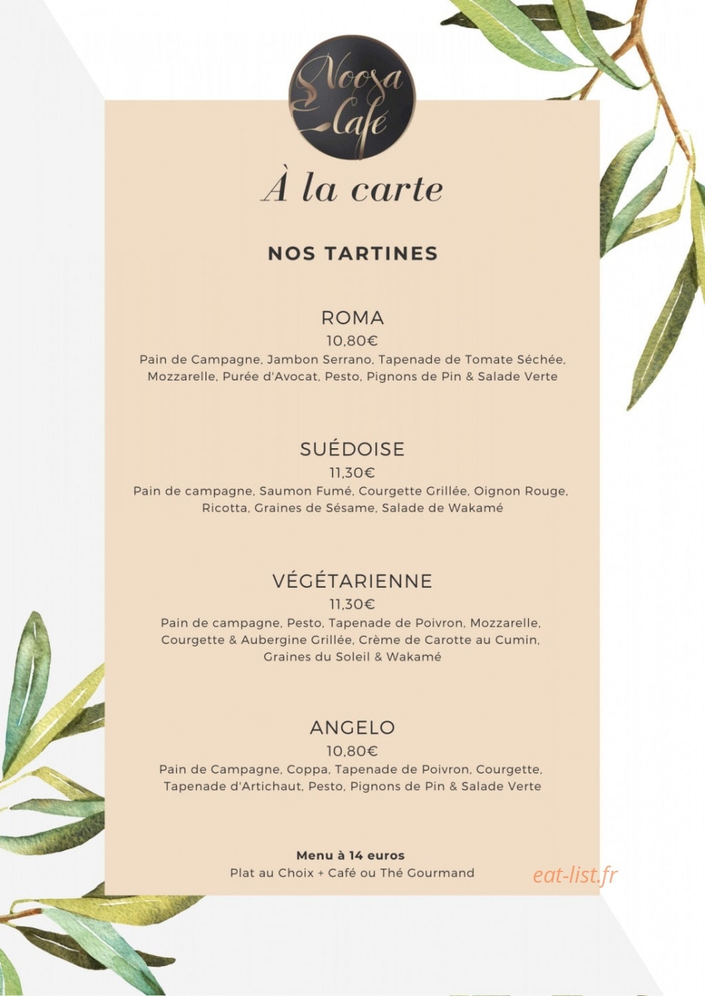 Noosa Café — carte page 2