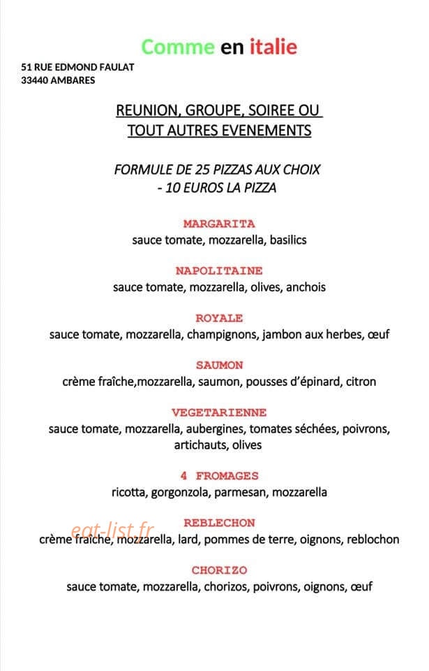 Comme En Italie — carte page 2