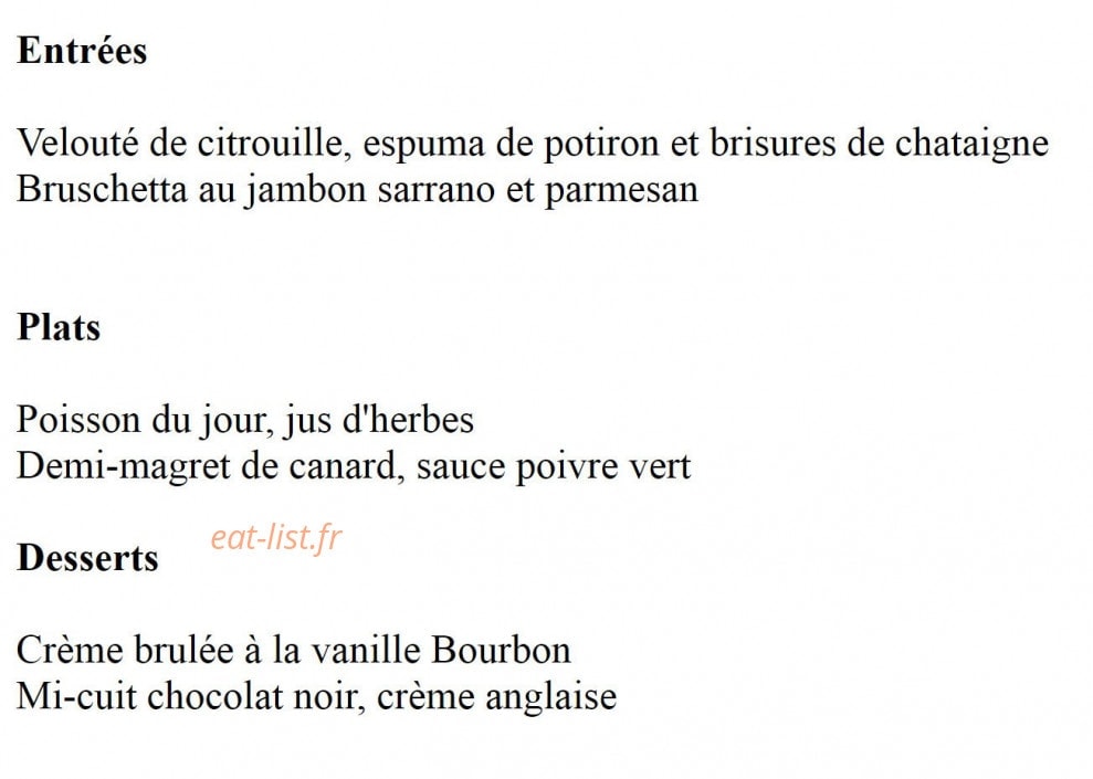 Carte et menu de Le Relais Des Gourmets à Ambares et Lagrave — Les entrées, plats,...