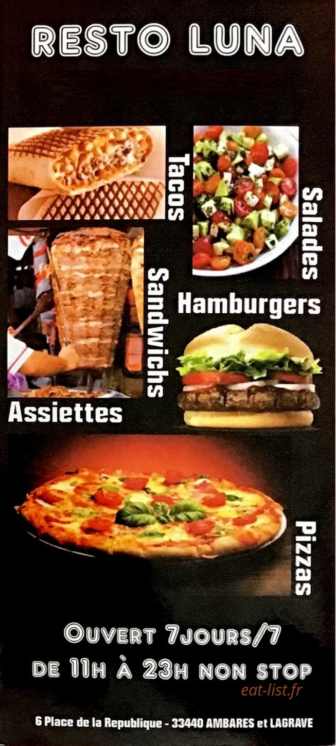 Resto Luna — carte page 1