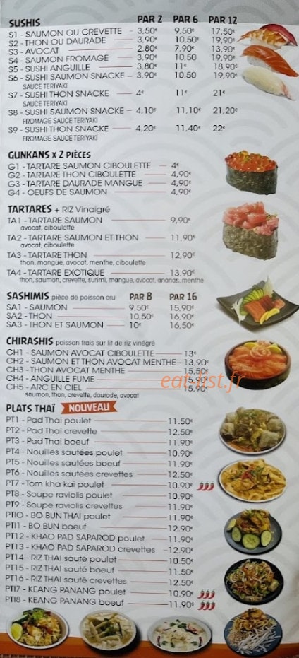 Carte et menu de Sawadee Sushi à Ambares et Lagrave — Sushis, tartares et sashimis,...