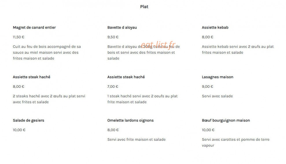 Carte et menu de La Roulotte barbut melissa à Saint Louis de Montferrand — Les menus