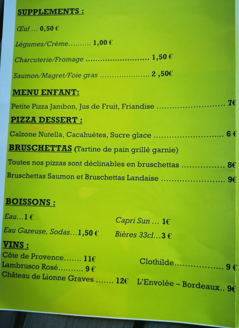 Andiamo Pizza Izon — carte page 4