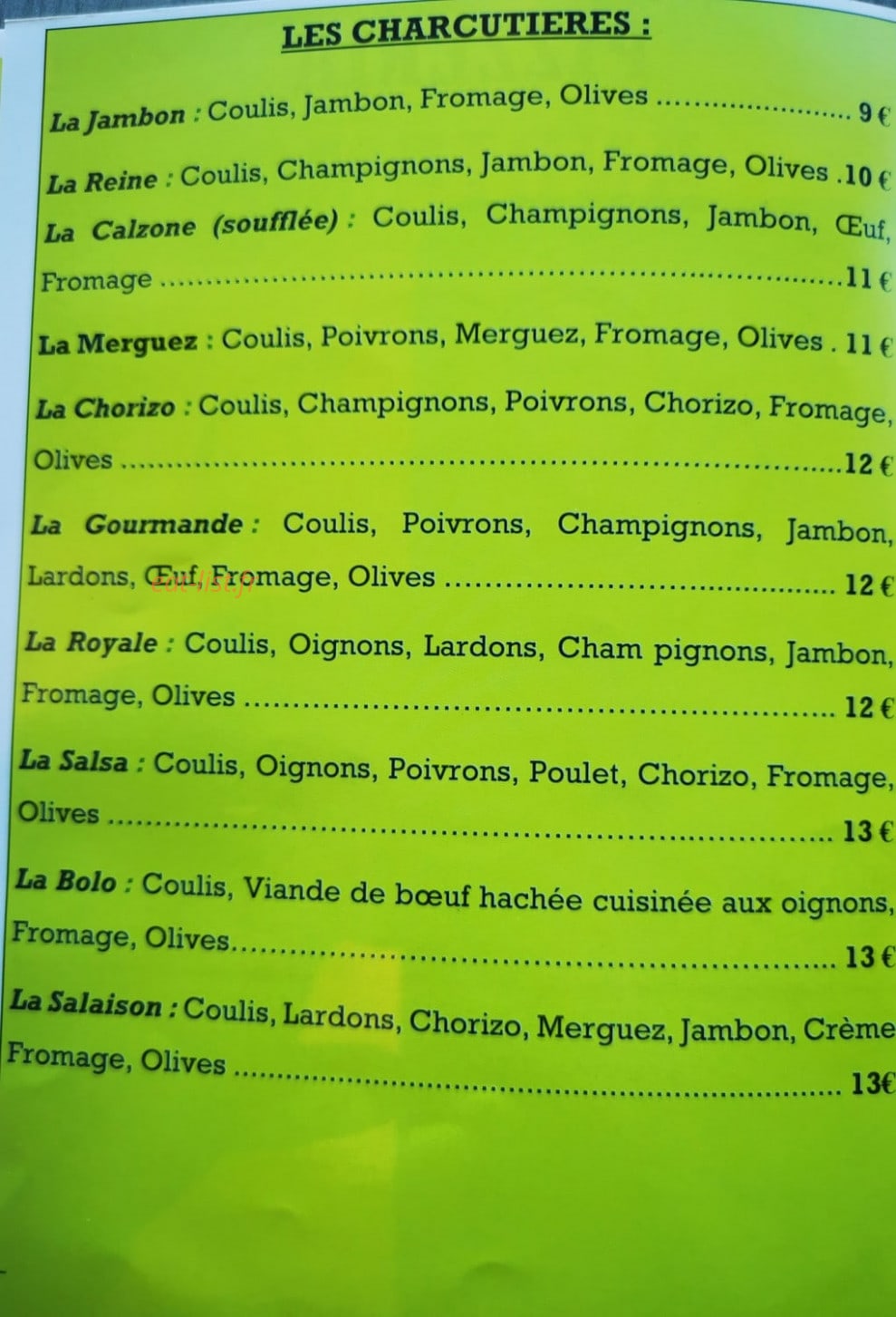 Andiamo Pizza Izon — carte page 1