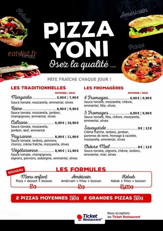 La pizza Yoni — carte page 1