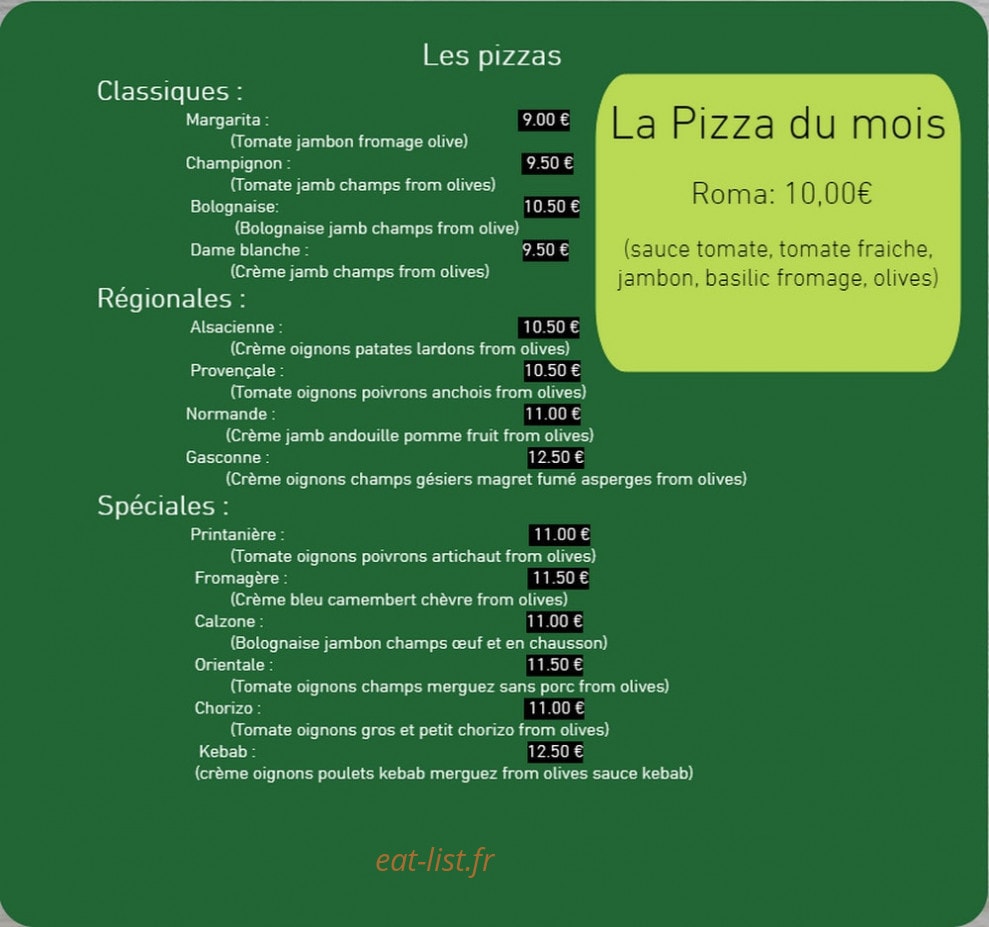 Restaurant Dolce Vita — carte page 1