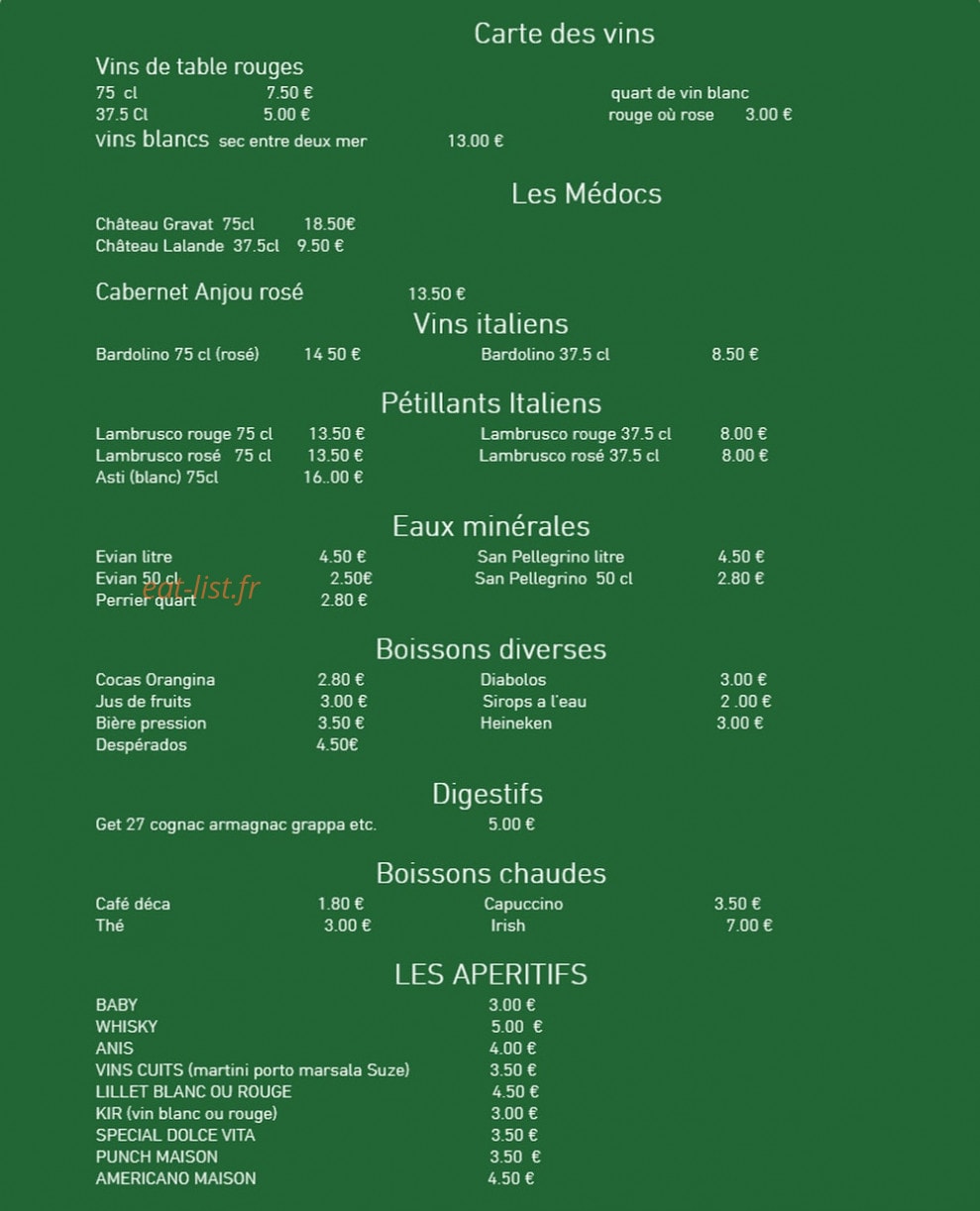 Restaurant Dolce Vita — carte page 3