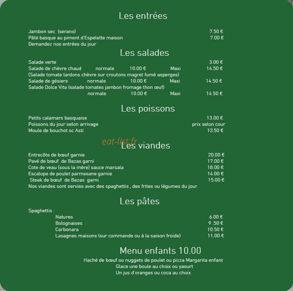 Restaurant Dolce Vita — carte page 2