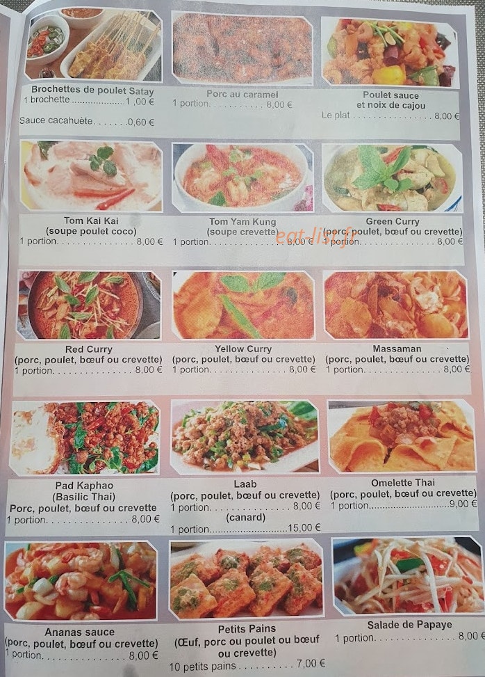 Ubon Thaï Food — carte page 1