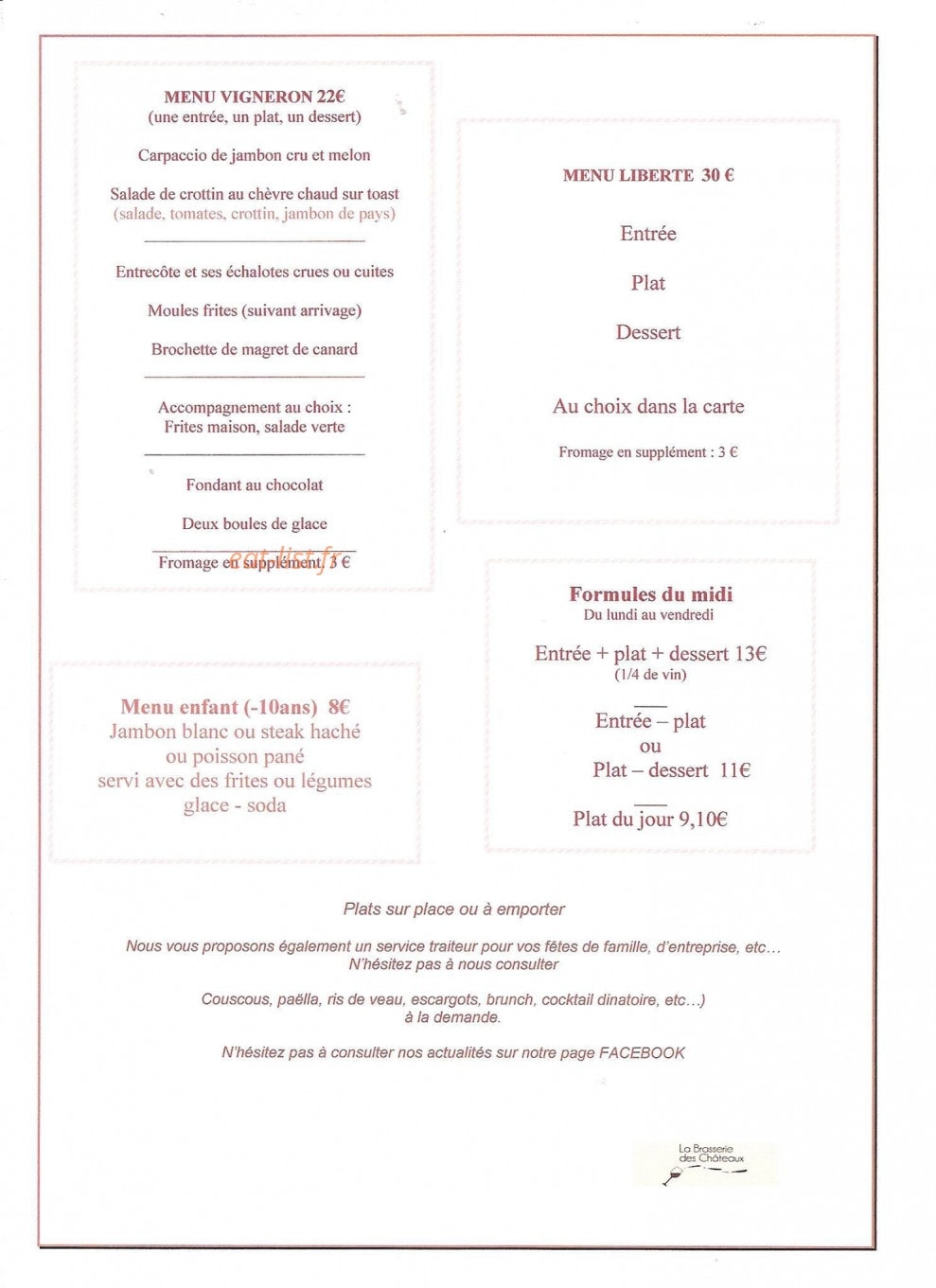 La Brasserie des Châteaux — carte page 2