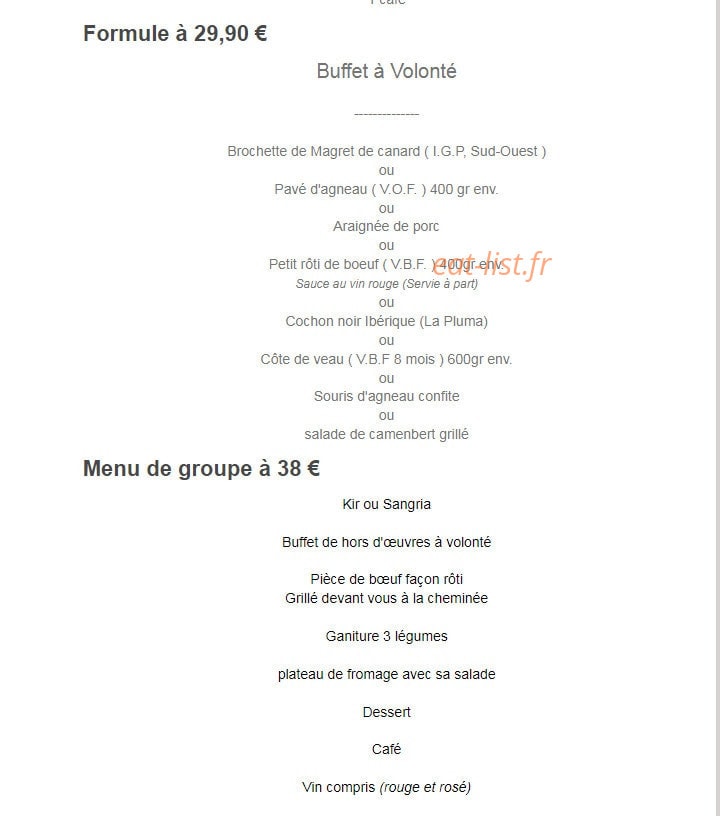 Auberge Des Grands Vins — carte page 4