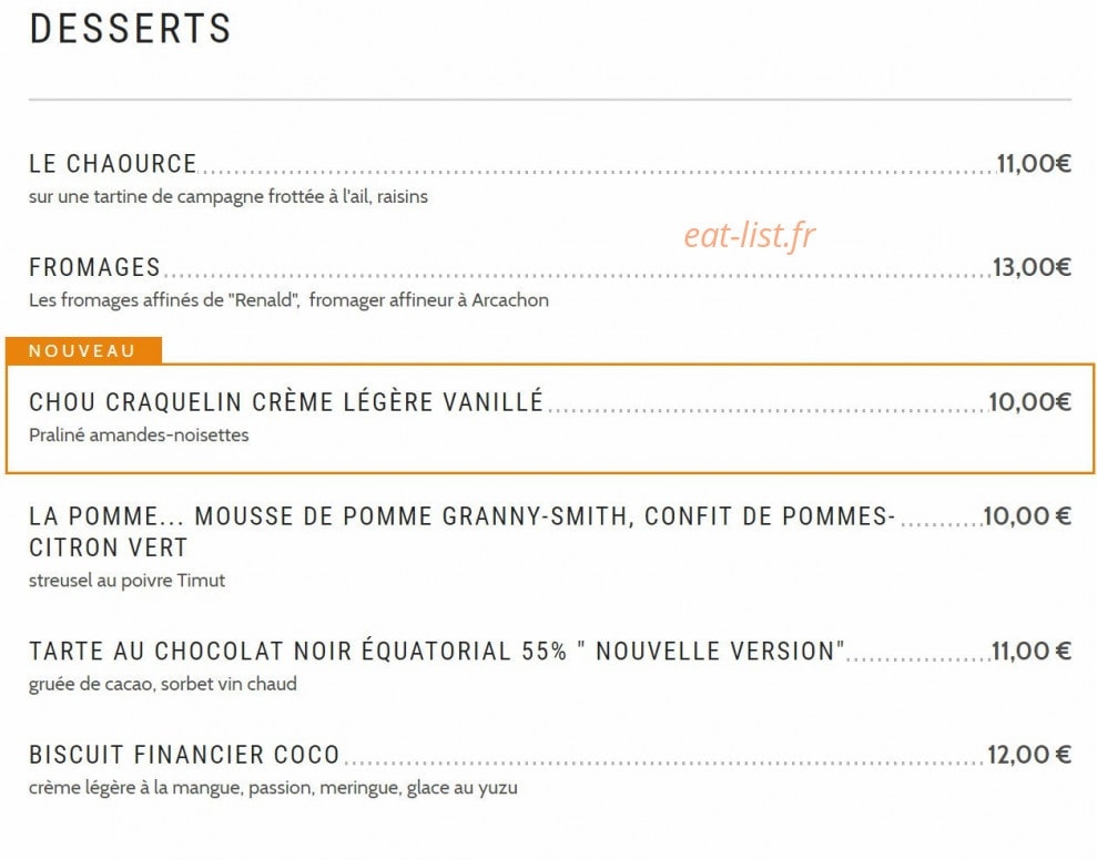 Bistro'50 — carte page 3