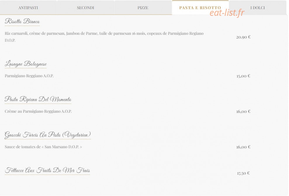 L’Osteria — carte page 4