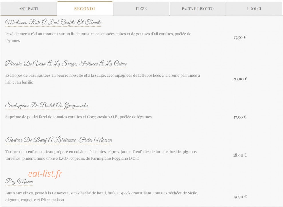L’Osteria — carte page 2