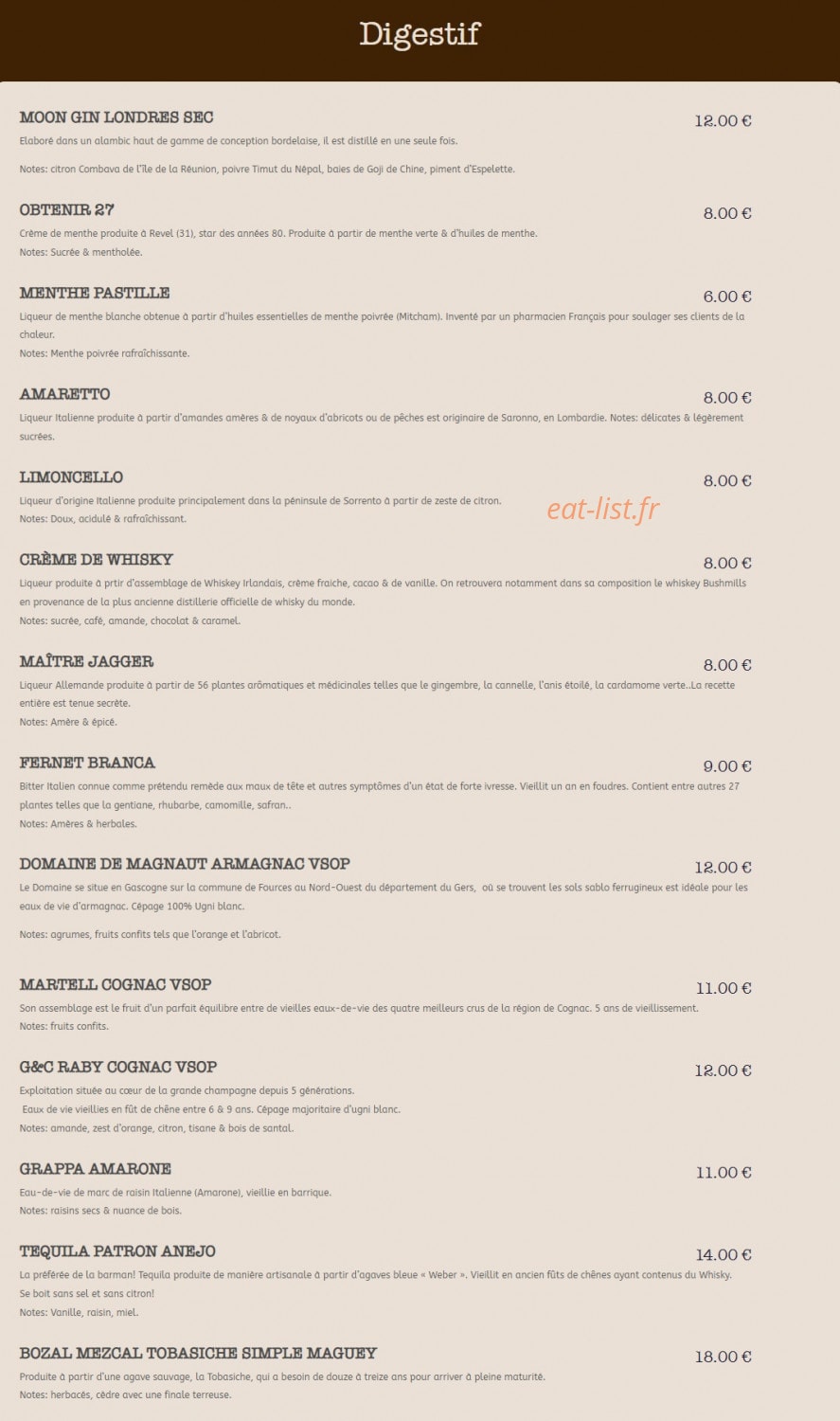 La cuisine éphémère — carte page 5