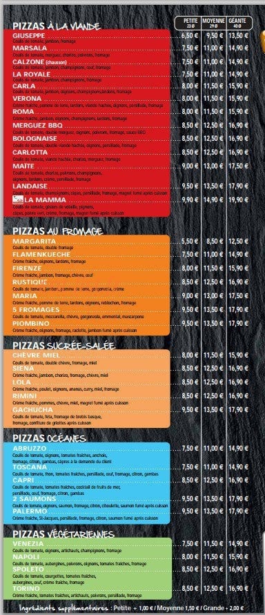 Les Pizzas de Mamma — carte page 2