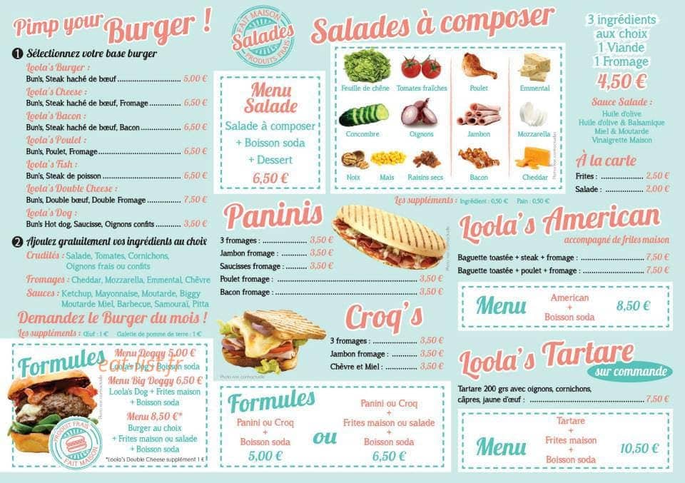 Loola's Diner — carte page 2