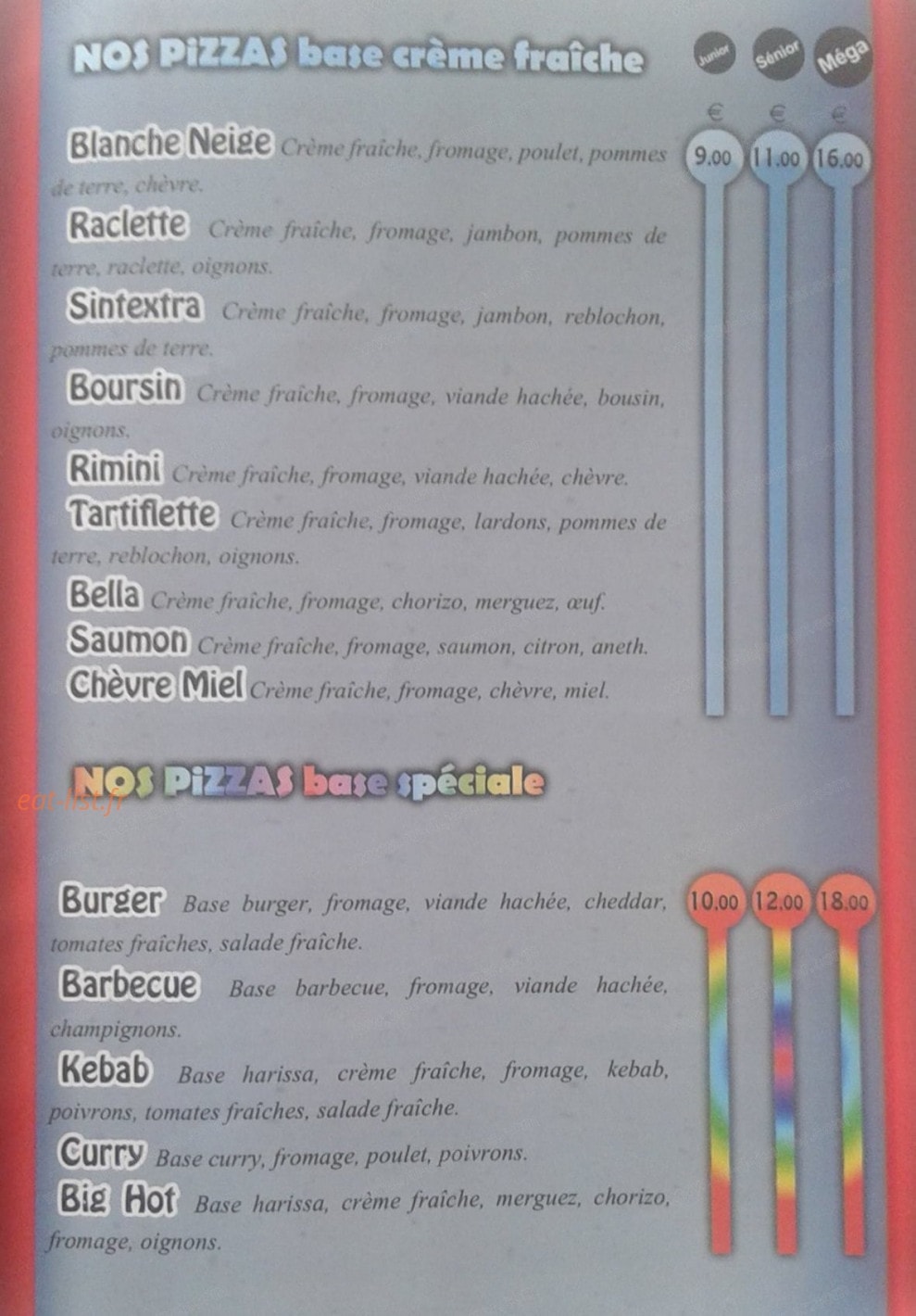 New's Pizza — carte page 2