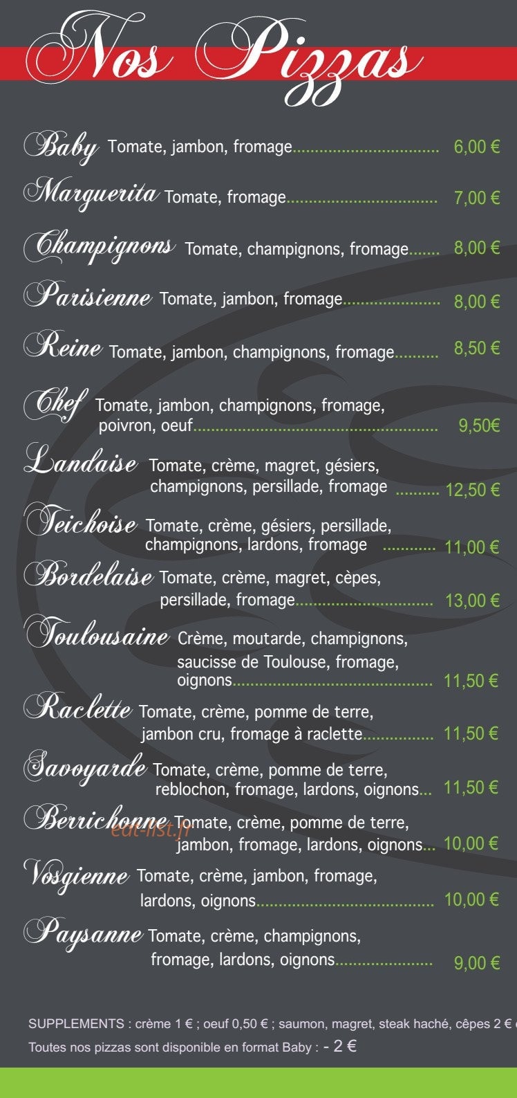 Allo Pizza — carte page 2