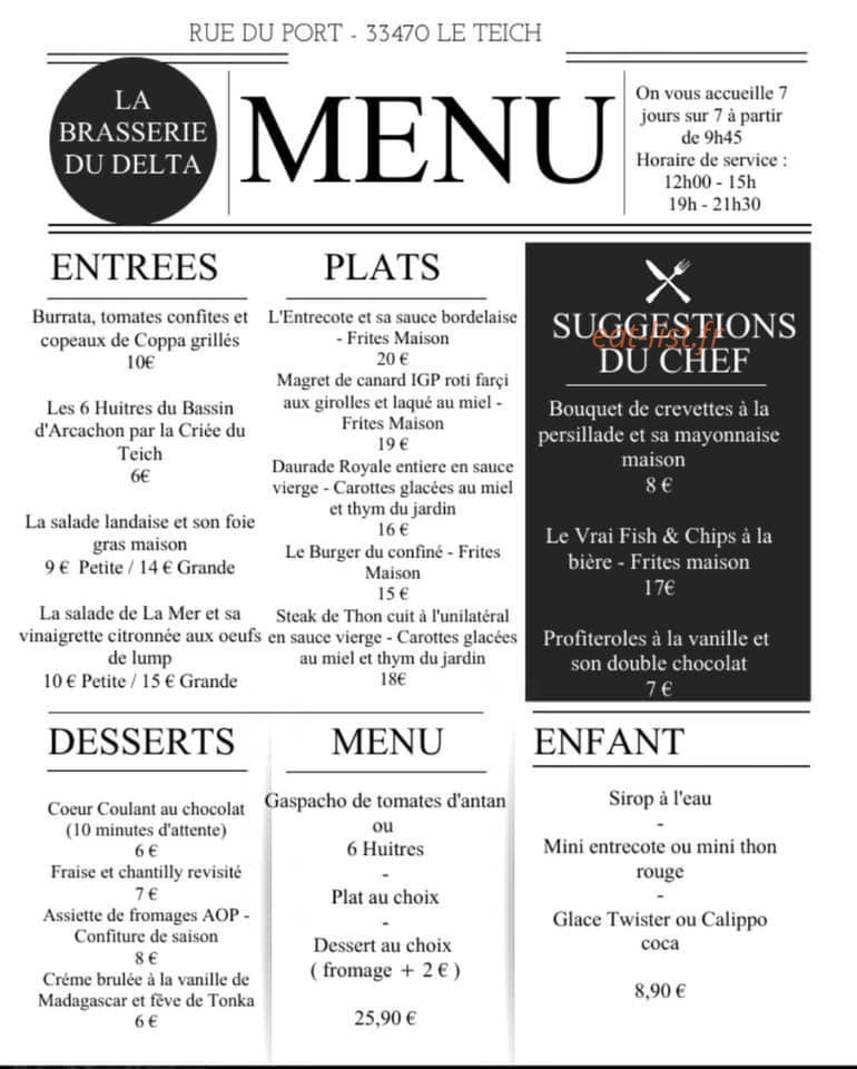 Brasserie du Delta — carte page 1