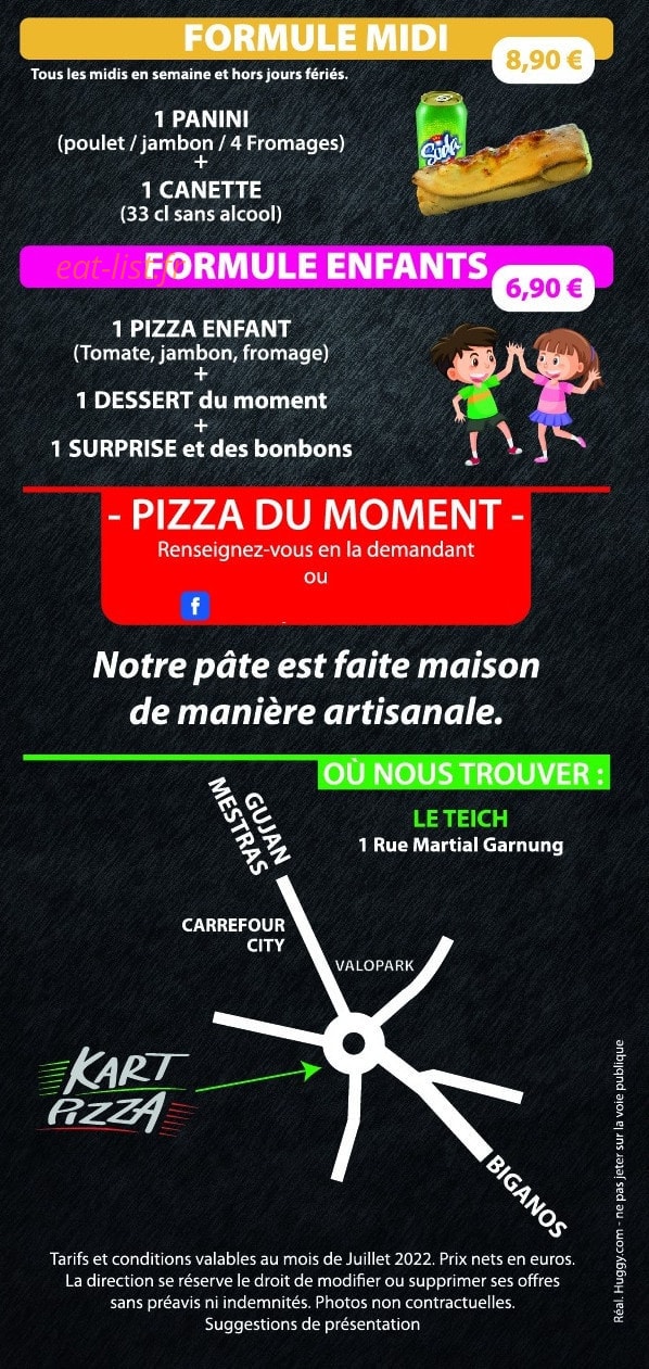 Kart Pizza à Le Teich menu et photos