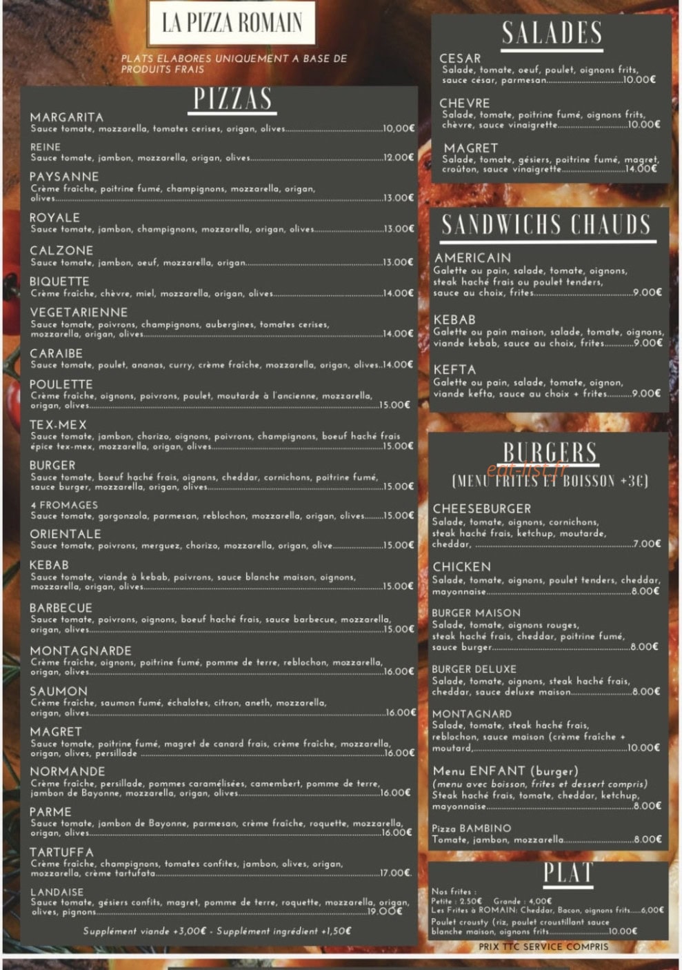 La pizz à romain — carte page 1