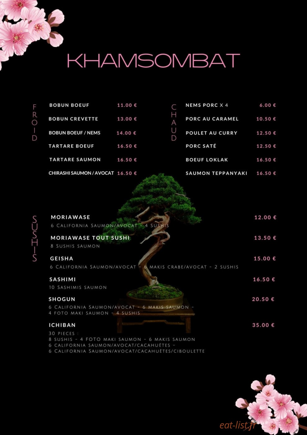 Khamsombat Sushi & Thaï — carte page 2