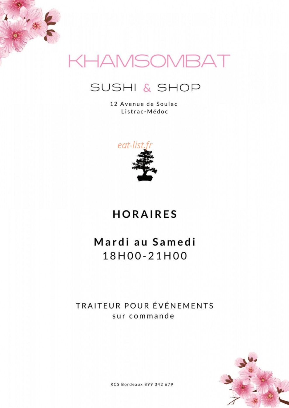 Khamsombat Sushi & Thaï — carte page 1