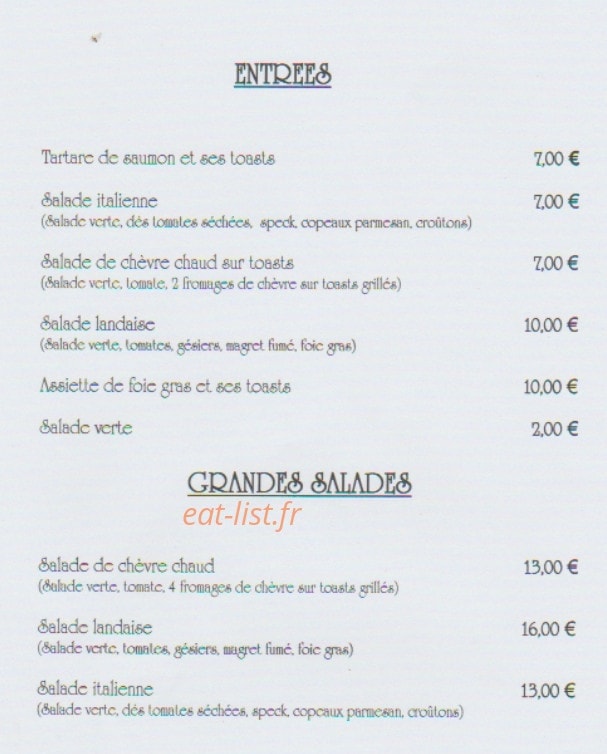 Au Doux Passage — carte page 4