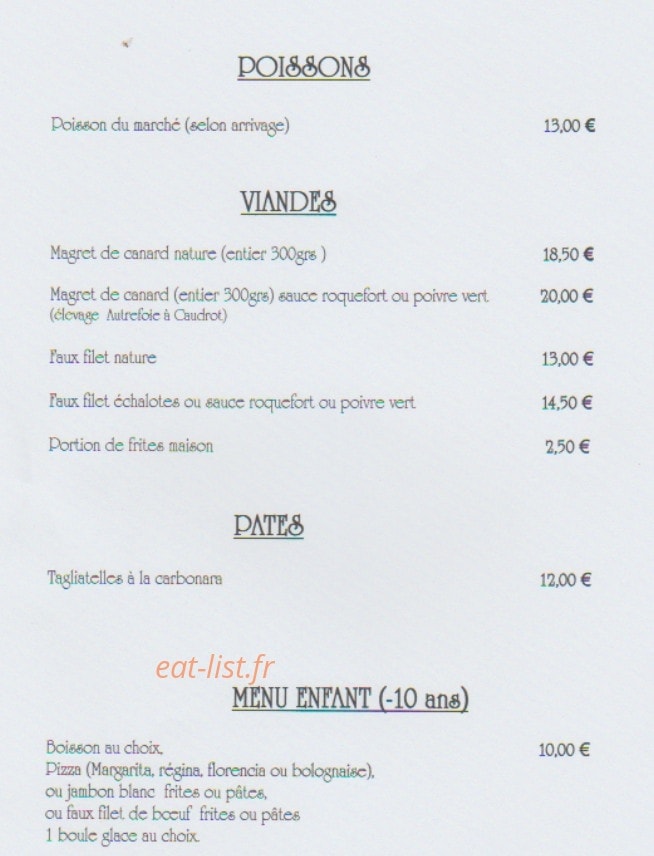 Au Doux Passage — carte page 5