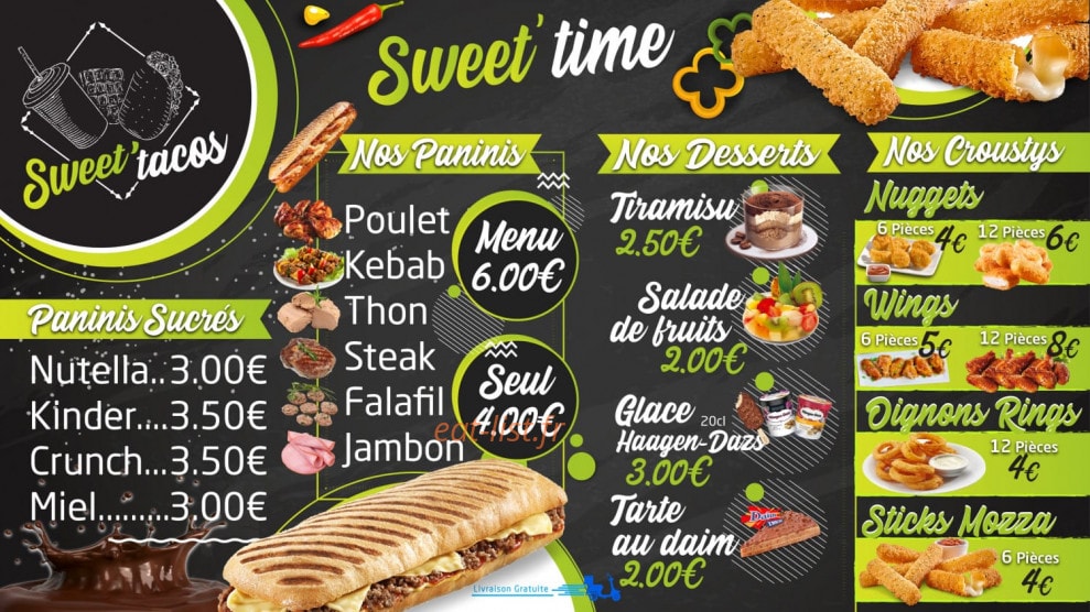 Sweet Tacos — carte page 1