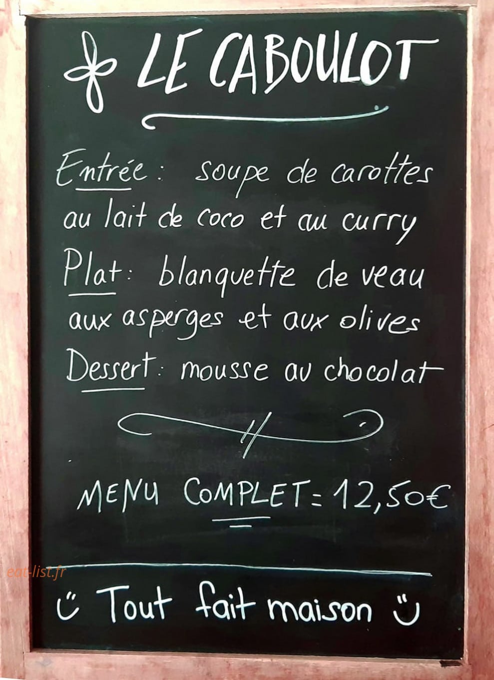 Le Caboulot — carte page 1