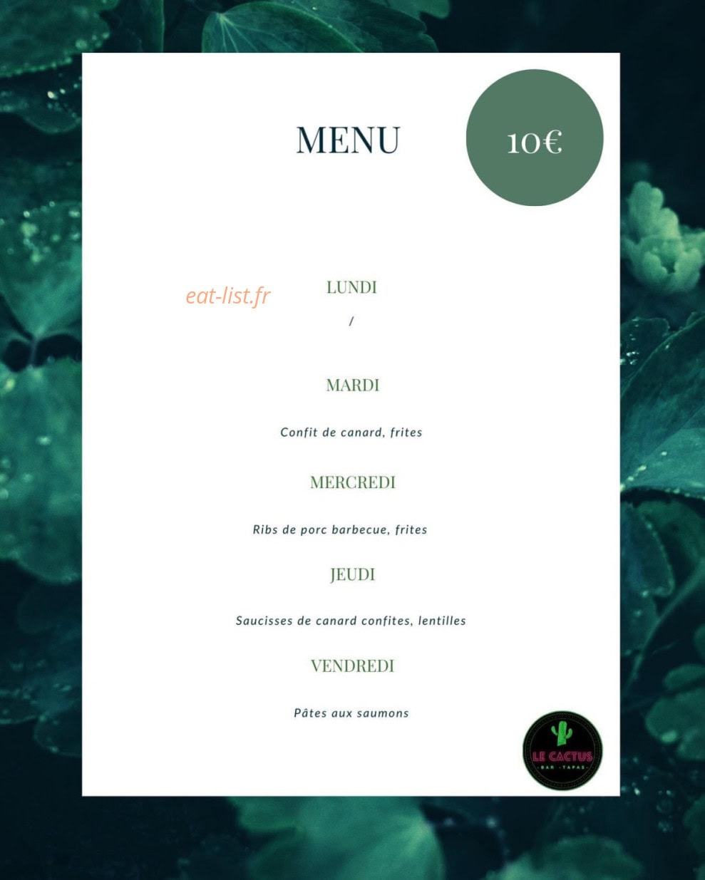 Le Cactus — carte page 1