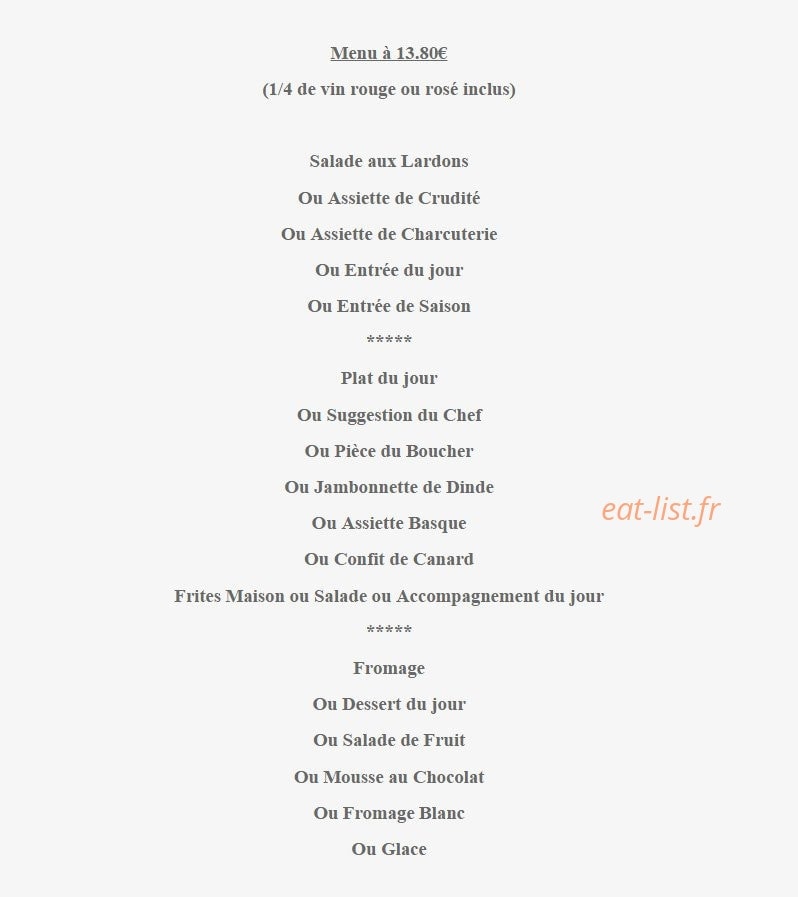 Chez Odette Julien, Karine et David Banquet — carte page 1
