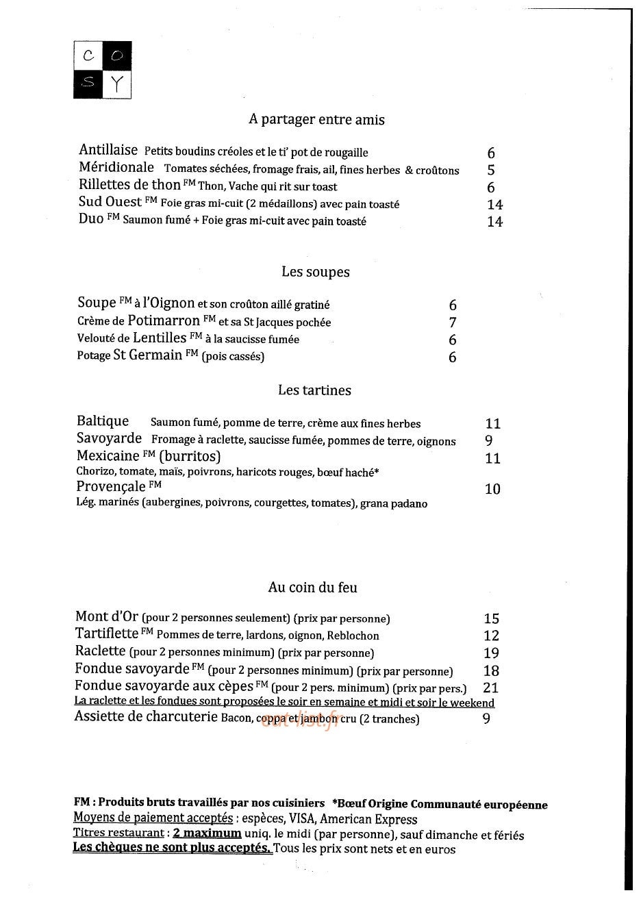 Cosy Tourny — carte page 1