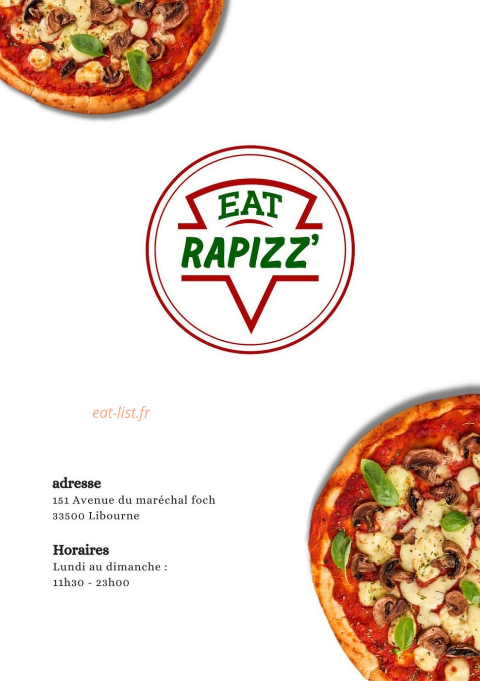 Eat Rapizz’ — carte page 1