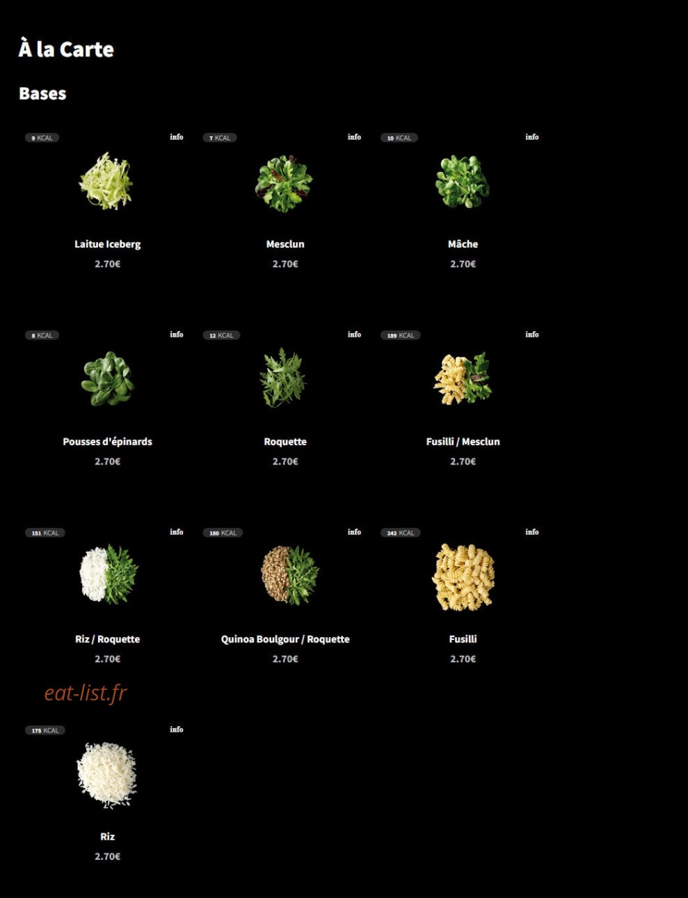 Eat Salad — carte page 2