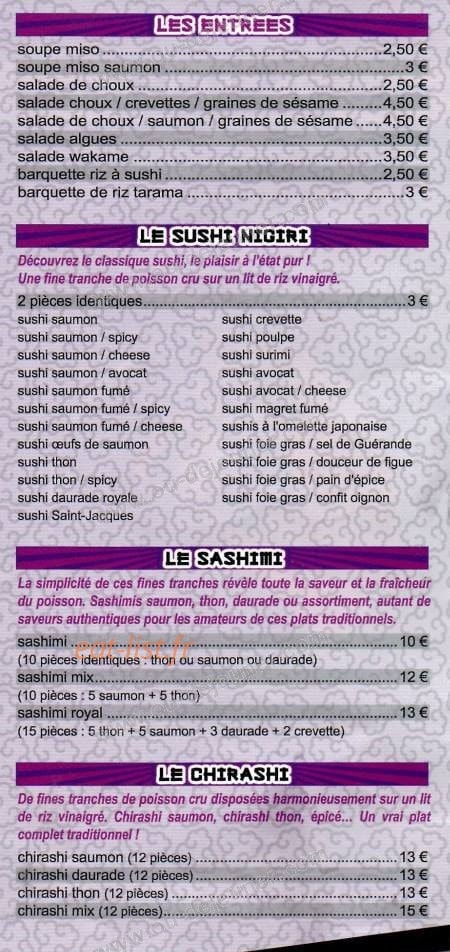 Ici sushi — carte page 1